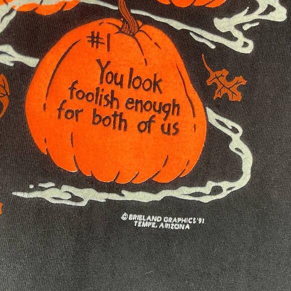 Vintage 1991 Brieland Graphics Halloween Glow In The Dark Pumpkins T-Shirt L - Picture 4 of 6